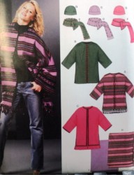 6296 NEW LOOK FLEECE CAP, SCARF, PONCHO JACKET, WRAP PATTERN